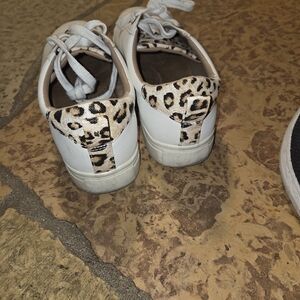 Maurices Womens Leopard Accent White Sneakers